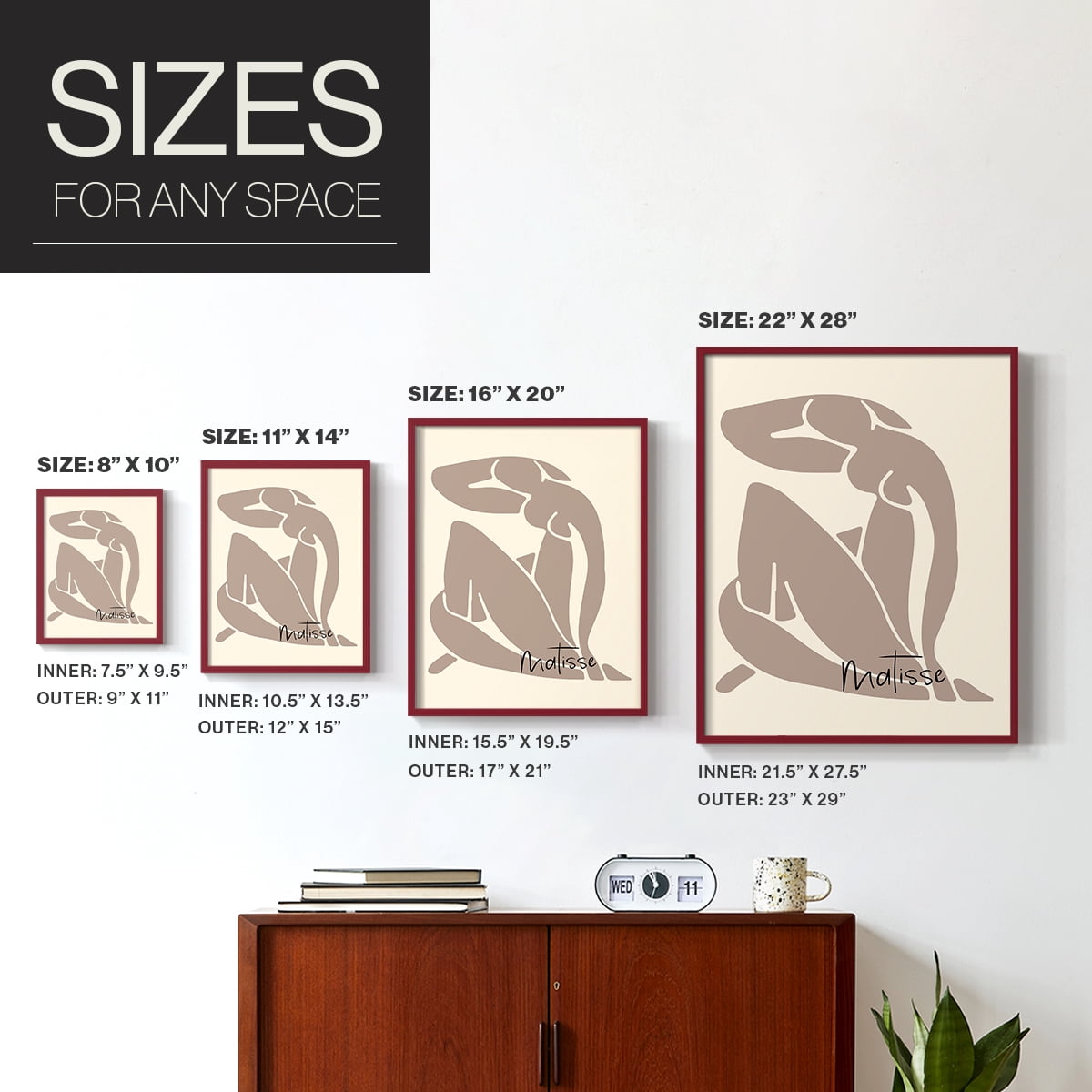 Matisse CCCVIII in Red Solid Wood 11 x 14 Framed Print