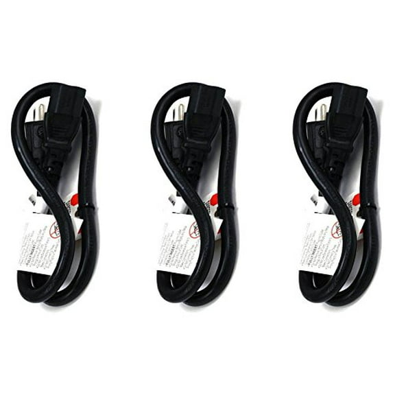 C&E 3 Pack, 14AWG Power Cord Cable w/ 3 Conductor PC Power Connector Socket (C13/5-15P) Black 3 Feet