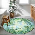 thumbnail image 3 of Green Leaves Round Area Rug 3Ft Washable Small Circle Rugs for Kitchen Entryway, Summer Botanical Watercolor Tropical Leaf Non-Slip Carpet Floor Mats Indoor Outdoor Carpet Runner Aesthetic Home Decor, 3 of 8