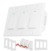 Smart Switch for Light 3 Gang, Neutral Wire Required, 2.4GHz Wi-Fi Switch Compatible with Alexa and Google Home, UL Certified