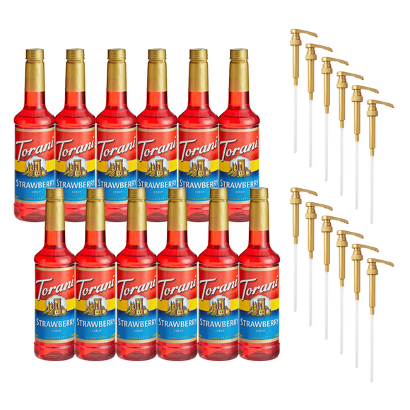 Torani Strawberry Flavoring Syrup Plastic 750 mL Bonus Squeeze Pump