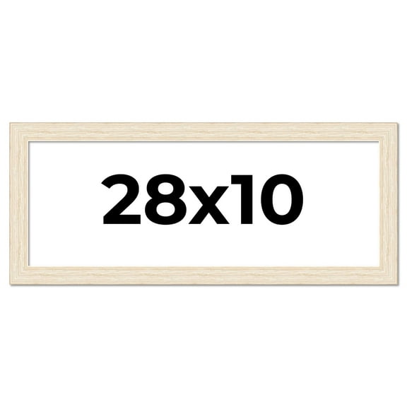 28x10 Frame White Barnwood Picture Frame Includes UV Acrylic Plexiglass, Acid Free Foam Backing