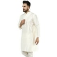 thumbnail image 5 of SKAVIJ Art Silk Kurta for Men Embroidered Indian Party Casual Shirt X-Large Off-White, 5 of 6