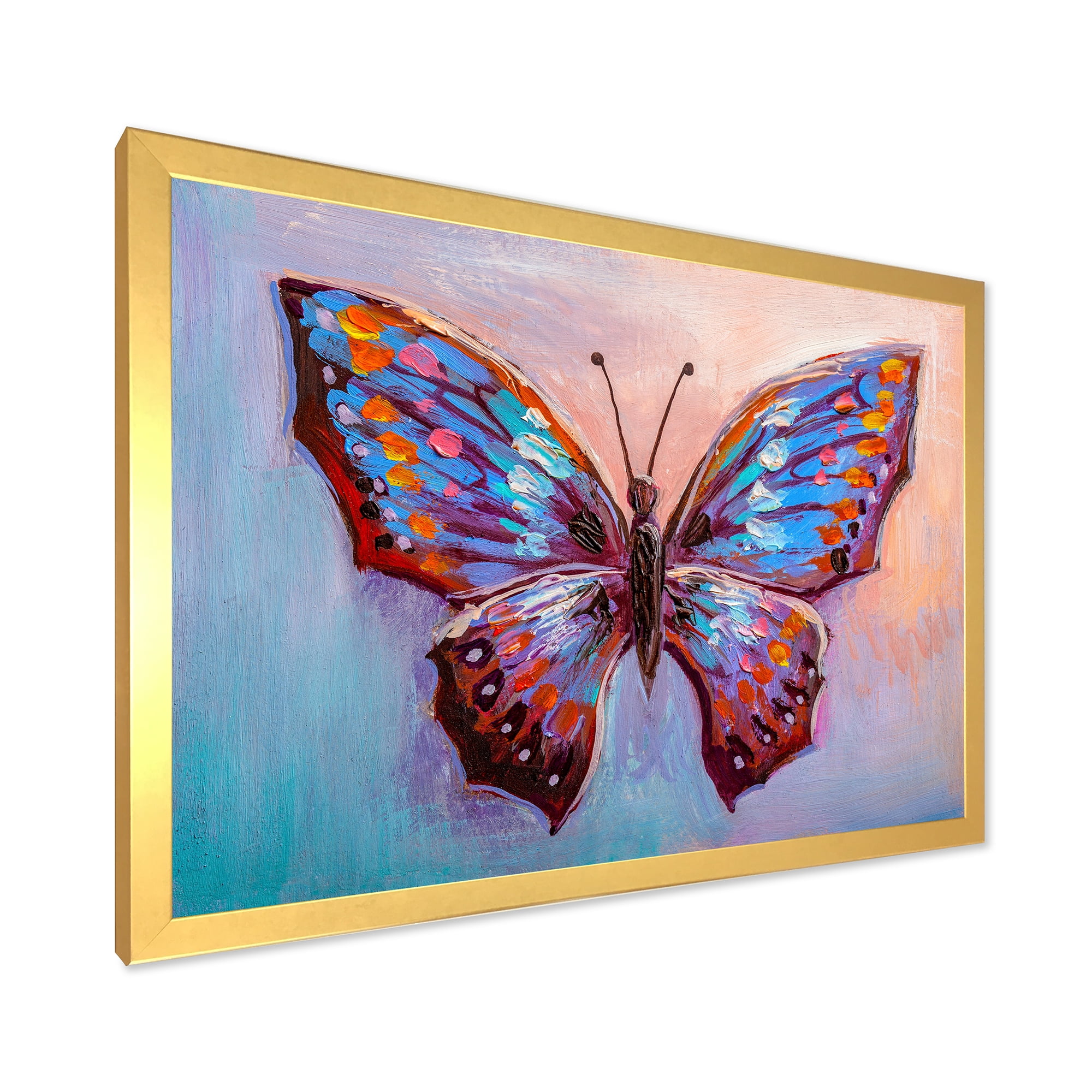 Designart 'Ancient Blue Butterfly II' Modern Framed Art Print