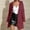 Wine, variant on Women Solid Hooded Mid-Length Puffer Coat, Long Sleeve Zip & Button Quilted Jacket with Side Pockets Winter Outerwear Navy XL(XL)