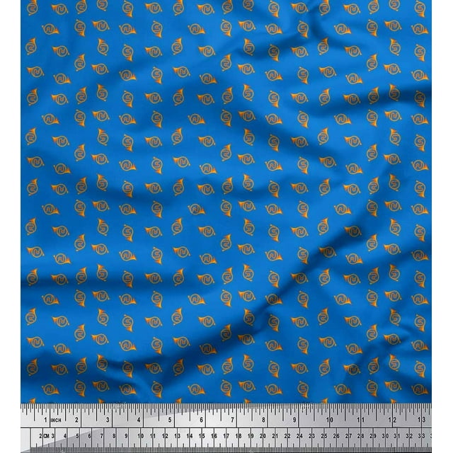 Soimoi Cotton Voile Fabric French Horn Musical Instrument Printed Craft Fabric by The Yard 42 Inch Wide