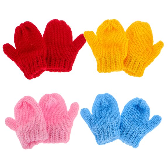 MERRYHAPY 8 Pieces Small Knit Gloves for Dollhouse Miniatures, Soft Assorted Colors, Perfect Craft Supplies
