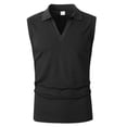 thumbnail image 6 of Men's Sleeveless Tank Top Polyester Spandex Blend, Pullover Muscle Vest Turndown Collar, Quick Dry Breathable Casual Workout Streetwear Active Summer | Zenithor,Black L, 6 of 9