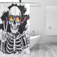 thumbnail image 2 of Yayeee Shower Curtain with Hooks 72"x72" Waterproof Fabric Bathroom Hanging Decor, Skeleton with Glasses, 2 of 5