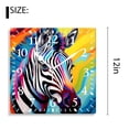 thumbnail image 2 of 12 Inch Wall Clock Battery Operated Silent Clock Decorative for Office, Kitchen, Outdoor, Living Room，Colorful Zebra Oil Painting Design, 2 of 4