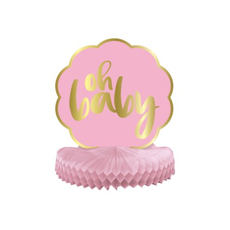 Oh Baby Shower Centerpiece Decoration 8 X 7 In Pink And Gold 1ct