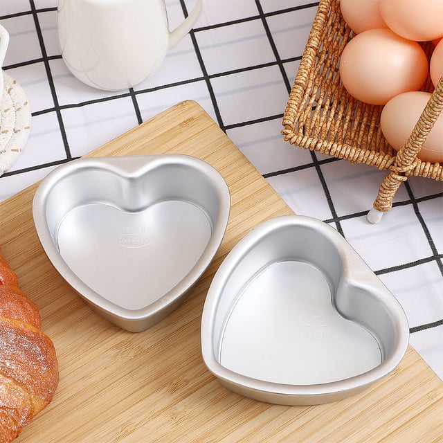 Minkissy 2Pcs Heart Shaped Baking Dish Practical Baking Pan for Kitchen Tools 3 Inch 5 Inch