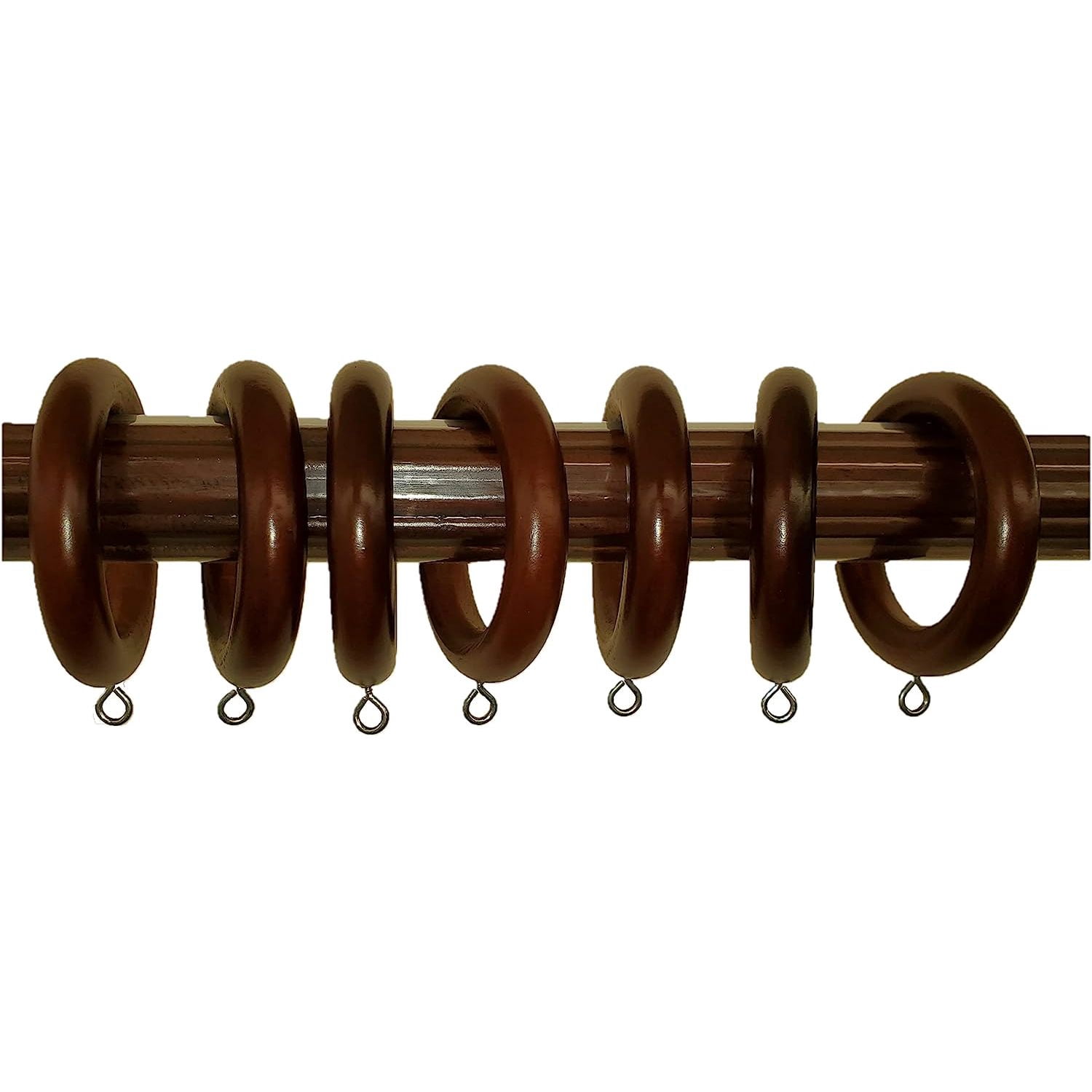 13/8" Solid Wood Drapery Rings with brass clips in Mahogany finish