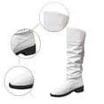 thumbnail image 5 of Women's Wide Calf Knee High Boots Block High Heel Slouchy Long Riding Boot (White 40), 5 of 8