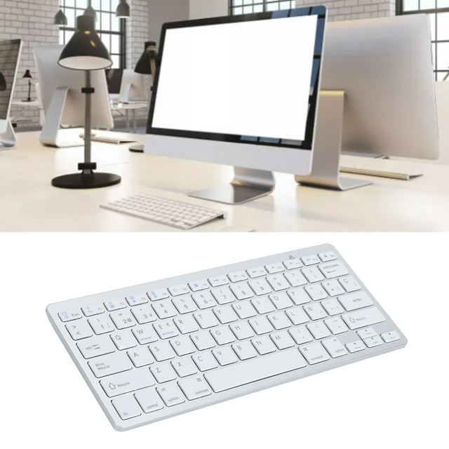 Teclado Español Inalámbrico, Conexión Silenciosa De 32,8 Pies, Teclado De Computadora Español Plateado Ligero Para Viajes Para Escritorio