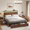 thumbnail image 2 of GUNAITO Queen Size Bed Frame with Headboard Storage Bed frame with 4 Drawers LED Platform Bed Frame with Charging Station Rustic Brown, 2 of 10