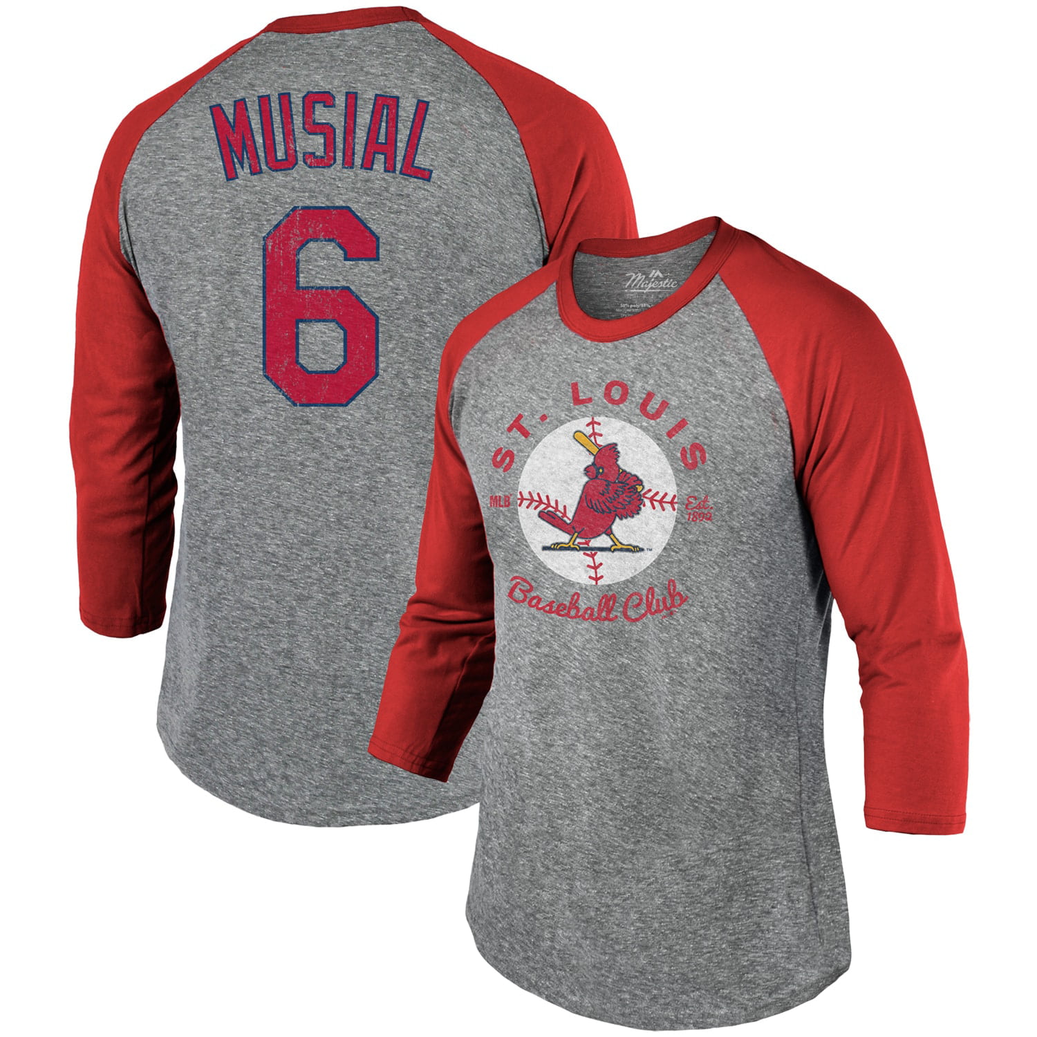 Stan Musial St. Louis Cardinals Majestic Threads Cooperstown Collection Name & Number Tri-Blend ...