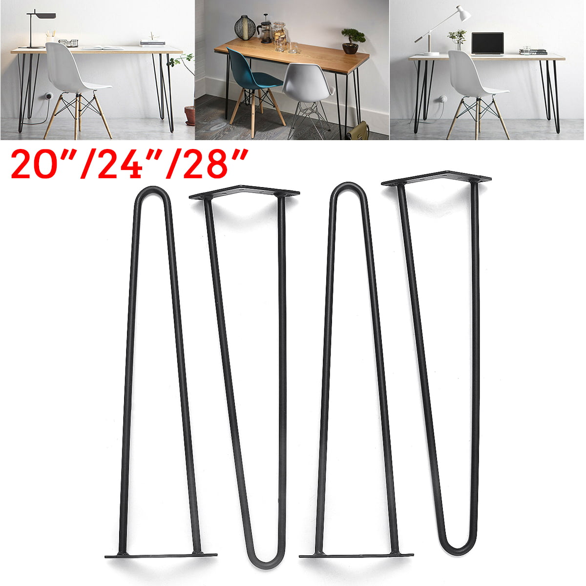 Details about   4X Metal Hairpin Rod Table Desk Iron Legs Heavy Duty Furniture Industrial 8"-28" 