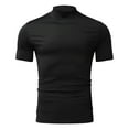 thumbnail image 4 of Haxmnou Mens T Shirt Short Sleeve Basic Turtleneck Slim Fit Pullover Solid Tops black lThick Material Suitable For Spring And Early Summer, 4 of 5
