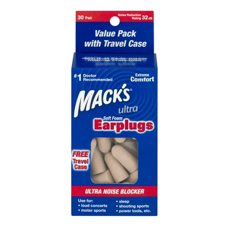 Mack's Safesound Ultra Soft Foam Earplugs, Tan, 30 pr