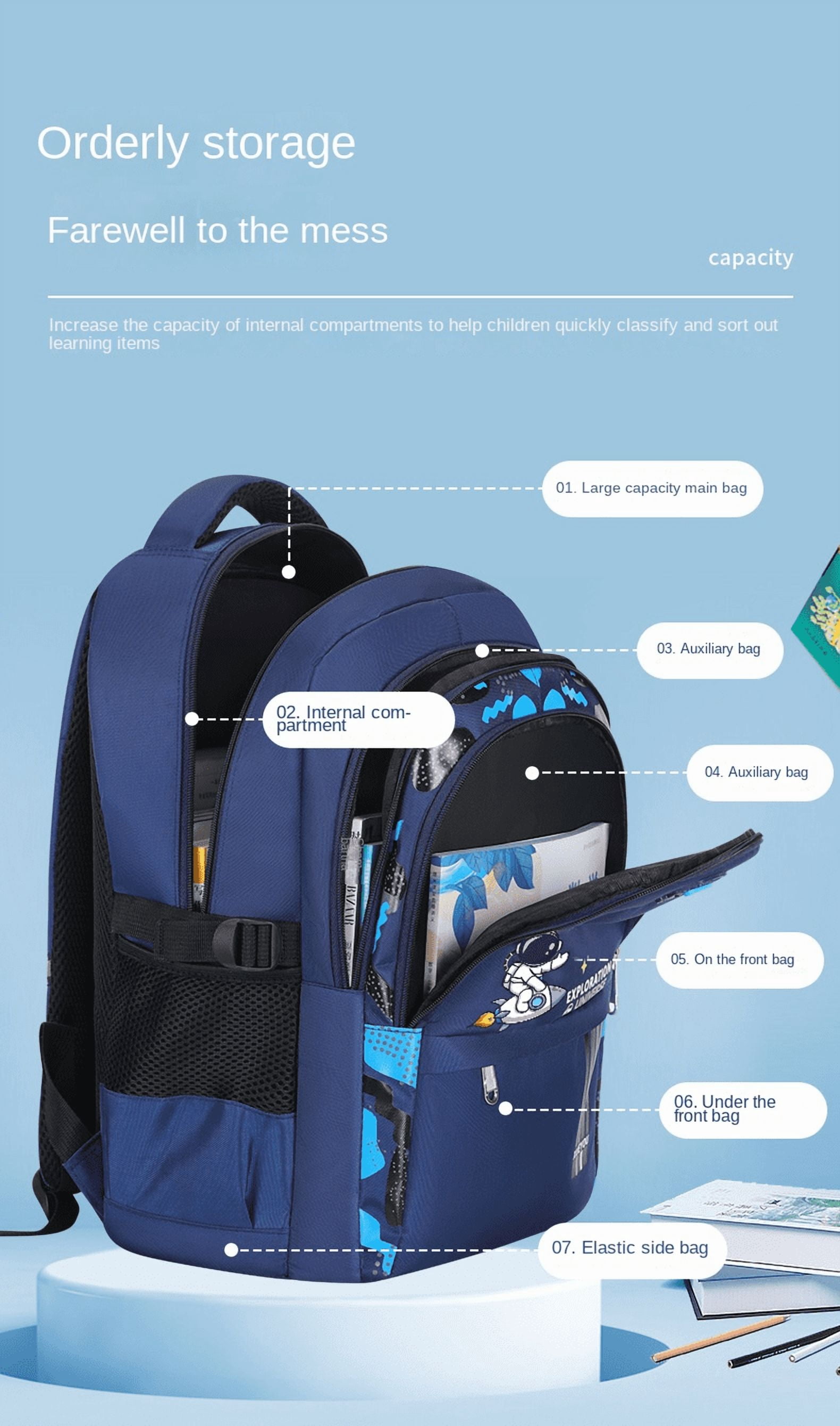 Backpack for Boys,Kids School Backpack ,Astronaut Lightweight Preschool Bookbag for Elementary Middle School(Black)