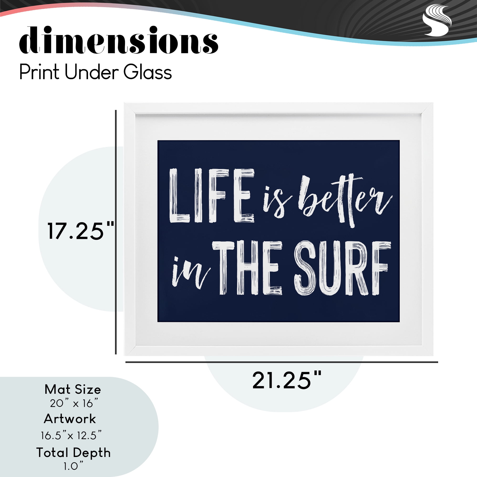 Life Better In Surf White Framed Print Under Glass, design by Lettered and Lined