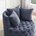 thumbnail image 4 of DEALTOPS Velvet Upholstered Swivel Chair for Living Room, with Button Tufted Design and Movable Wheels, Including 3 Pillows-Grey, 4 of 10