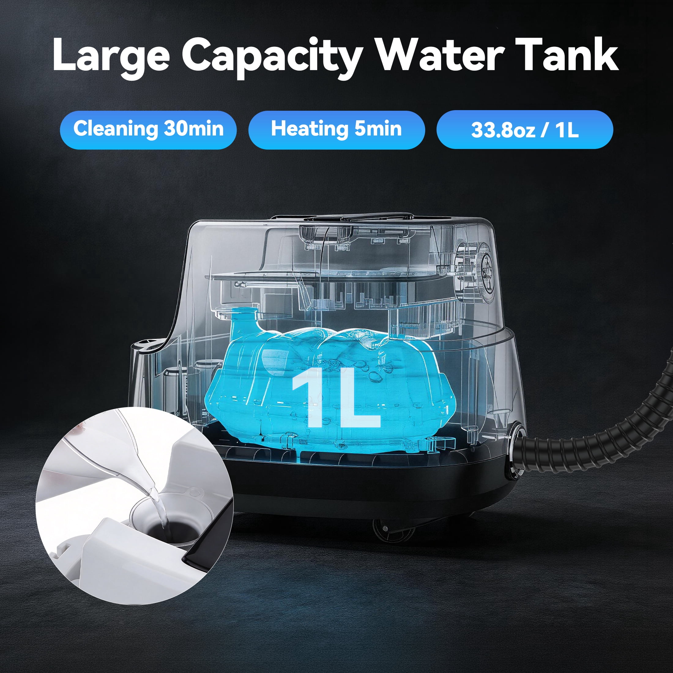 Hivroo Steam Cleaner,Multi-Surface Steam for Deep Cleaning Home, Kitchen, Floor, Window, Car Seat, Carpet, Tile, Grout