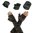thumbnail image 2 of Guantes sin dedos bloqueadores del sol de Daffodils para mujeres, guantes largos de bloqueo solar para conducir en negro, 2 of 5