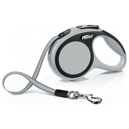 UPC: 0840317106244 | Flexi New Comfort Extra-Small Tape Retractable Dog Leash 10 ft Grey (For Dogs up to 26 lbs)