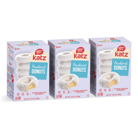 Katz Gluten-Free Powdered Donuts |Gluten-Free Dairy Free Nut Free Soy Free Kosher | (3 Pack 10.5 Ounce Each)