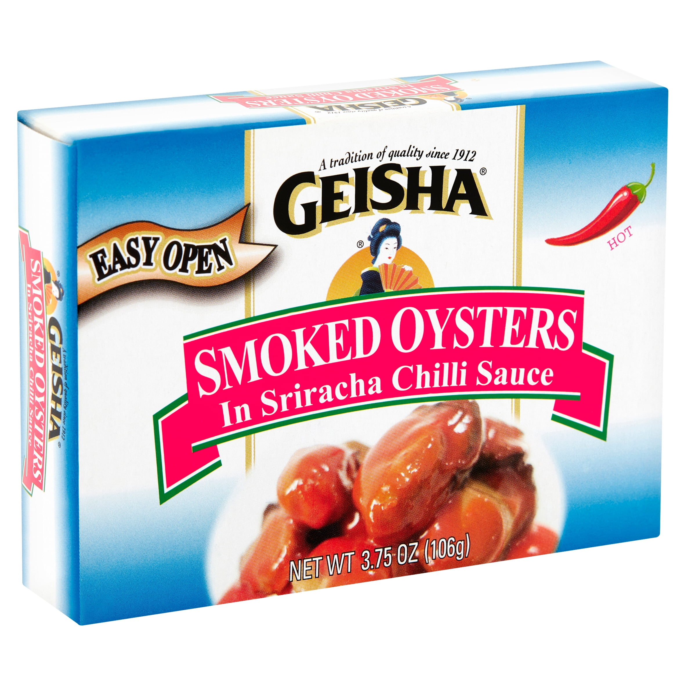 (3 pack) Smoked Oysters in Sriracha Sauce, 3.75 Oz (106g), Ready to Eat in an Easy Open Can