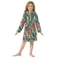 thumbnail image 6 of FORMRS Niños Bathrobe Unisex Hooded Robe Soft Plush Pajamas Sleepwear, Size 2-3T, Retro Christmas Poinsettia, 6 of 7