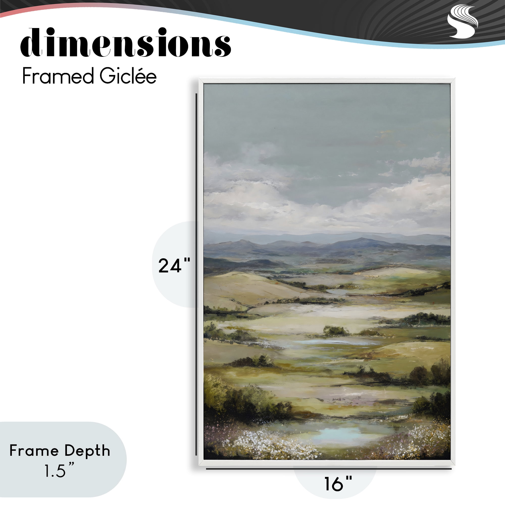 Stupell Industries Rolling Mountain Meadows White Framed Giclee Art, design by Petal Prints Design