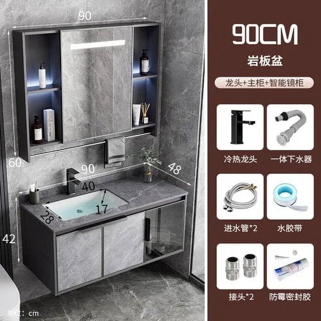 Customizable Aluminum Gold Bathroom Cabinet Set Bathroom Washbasin Ceramic One-piece Sink Decoration Furniture My Lux Decor Round