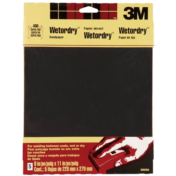 3M 11 in. L x 9 in. W 400 Grit Very Fine Silicon Carbide Sandpaper 5 pk