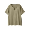 thumbnail image 5 of Summer Linen Tops for Women Oversized V Neck Cotton Linen Short Sleeve T Shirts Casual Solid Lightweight Breathable Comfy Tee Shirt, 5 of 6