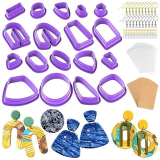24Pcs Polymer Clay Cutters,10 Shapes Clay Cutters with Earring Cards,  Earring Hooks, Jump Rings for Polymer Clay Earring Jewelry Making