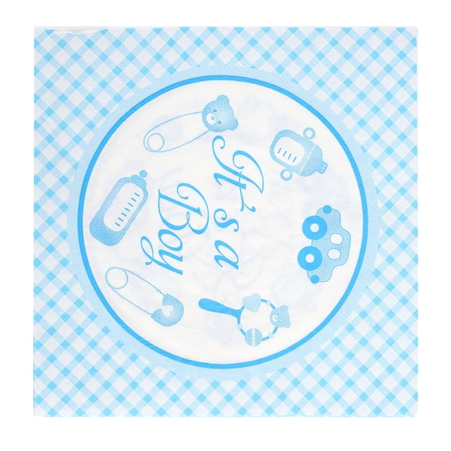 Servilleta de papel con estampado de dibujos animados "It's A Boy/Girl", decoración para fiesta de cumpleaños, Baby Shower, 20 Uds. (azul)