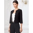 thumbnail image 4 of DARING DIVA Women's Crop Open Front 3/4 Sleeve Collarless Jacket XS Black, 4 of 7