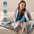 thumbnail image 4 of Bare Home Plush Sherpa Bed Blanket - Fluffy & Soft - Reversible - Lightweight - Throw/Travel, Light Gray, 4 of 10