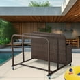thumbnail image 5 of Poolside Float Storage Organizer, Outdoor Wicker Rattan Pool Float Holder Storage Rack for Basket Box Patio Pool Storage Caddy with Rolling Wheels for Pool Toy Noodles Equipment Accessroies Espresso, 5 of 7