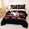 thumbnail image 3 of Manfei Retro American Flag Full Size Comforter Sets,Patriotic Theme Bedding Comforter Set,Red Black,Black Reversible,3 Pieces,1 Comforter and 2 Pillowcases, 3 of 7