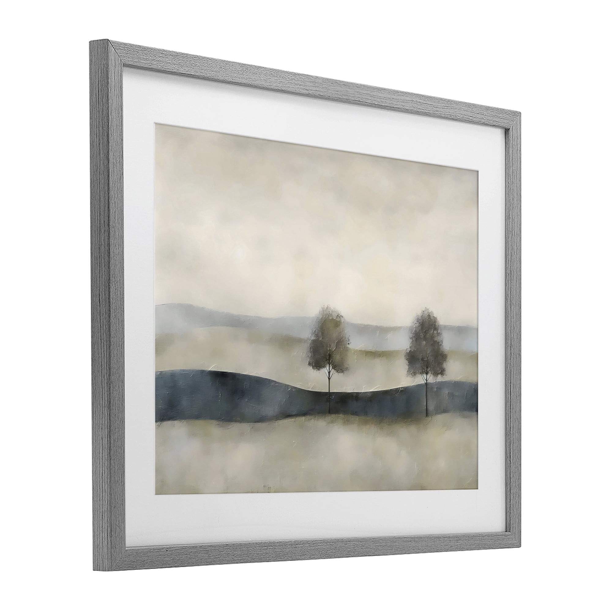 Stupell Industries Muted Horizon with Trees Gray Framed Print Under Glass, design by Riley B