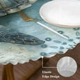 thumbnail image 4 of Retro Sea Turtles Round Fitted Table Cover Oceans Sea Stars Corals Animals Waterproof Table Cloth with Elastic Edge Wipeable Tablecloth for Picnic Camping Party Fits 45"-54" Diameter, 4 of 8