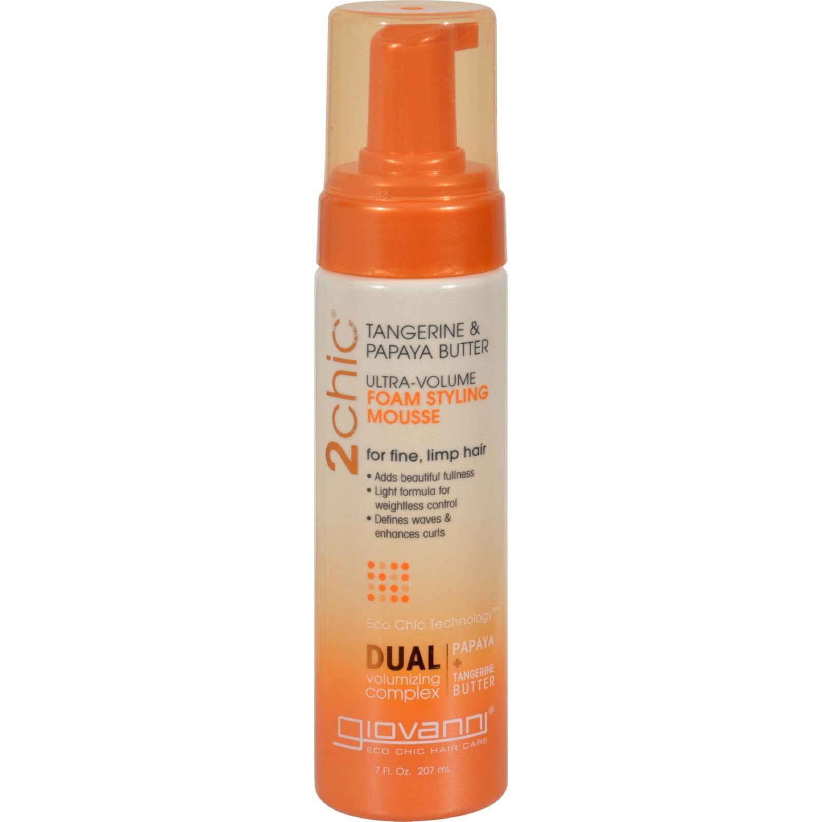Giovanni 2Chic Volume Foam Styling Mousse Tangerine Papaya, 7 Oz.,Pack