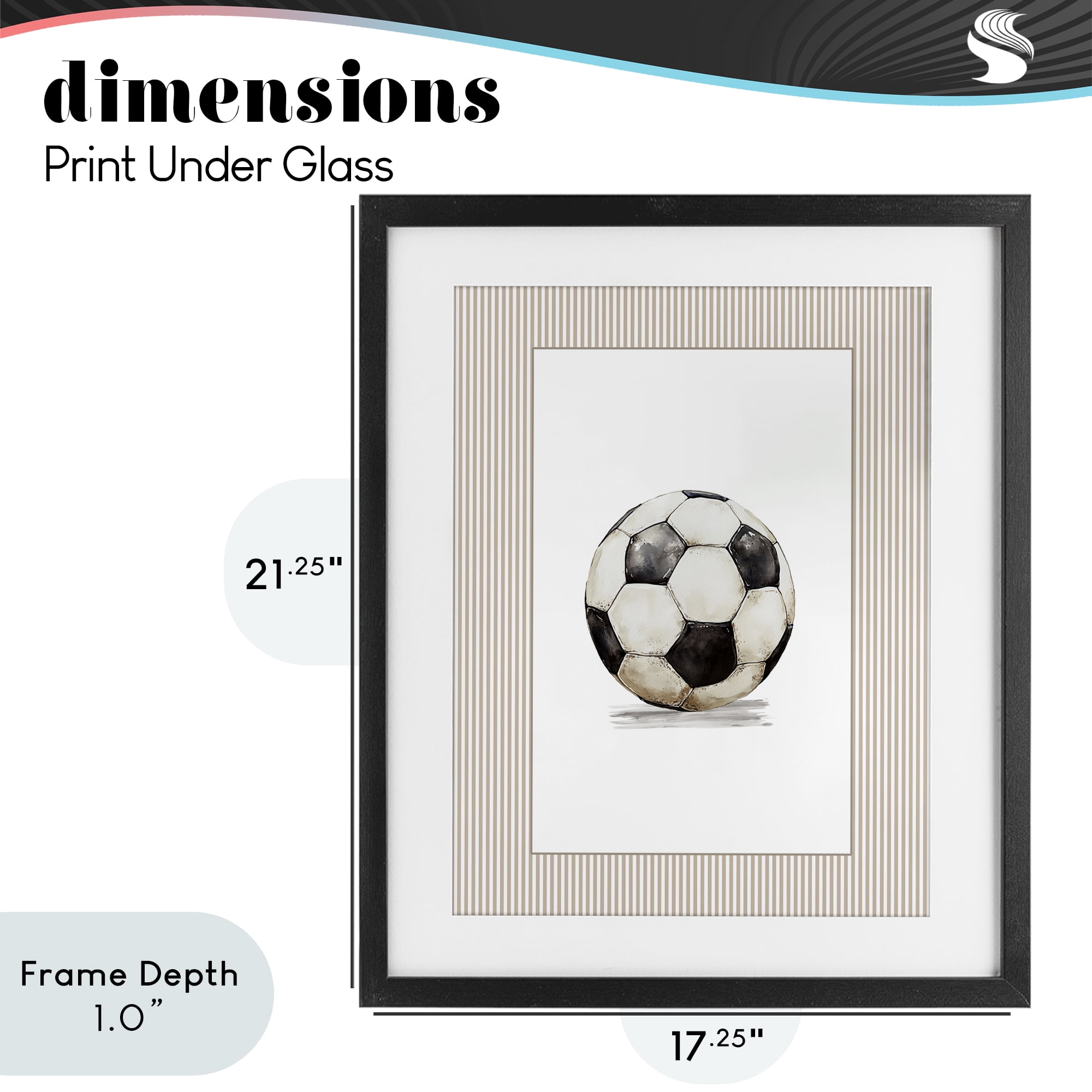 Stupell Industries Vintage Sports Soccer Ball Black Framed Print Under Glass, design by Christine Simpson Art