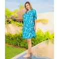 thumbnail image 2 of HAPPY BAY Women's Summer Loungewear Relaxed Fit Caftan Mini Casual Sundress 2X-3X Cobalt, Palm Tree, 2 of 5