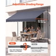 thumbnail image 4 of KFFKFF Manual Retractable Awning, 118" Outdoor Adjustable Sunshade Shelter, Height-Adjustable Patio Canopy with Crank Handle for Backyard, Garden, Balcony, Dark Gray, 4 of 9