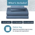 thumbnail image 7 of WelHome 100% Cotton Percale 4-Piece Queen Size Deep Pocket Bed Sheets Set, 1 Fitted, 1 Flat Sheet with 2 Pillowcases, Ultra Light, Breathable & Super Soft Sheets, Blue, 7 of 7